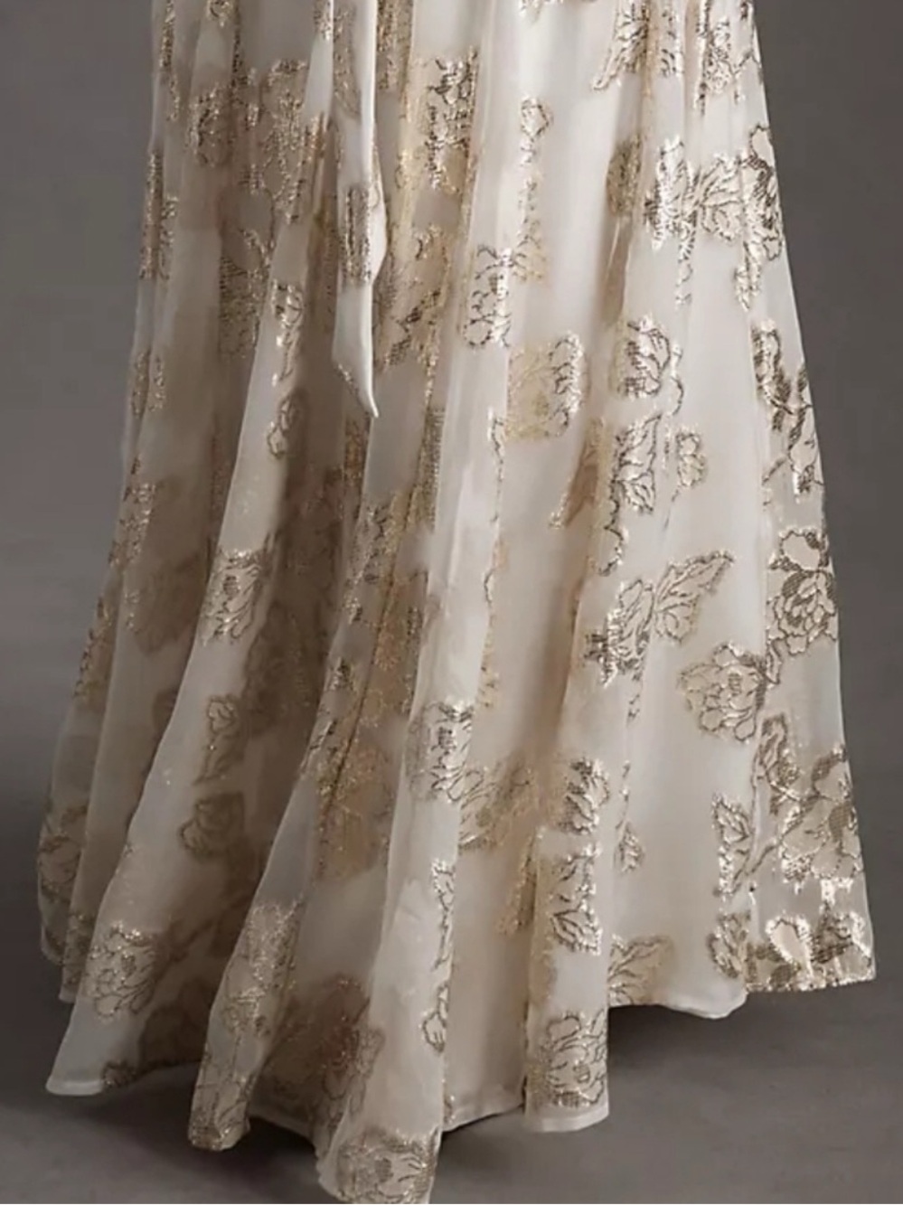 Free People Ivory Halter Maxi with Gold Floral Embroidery - Picture 6 of 9